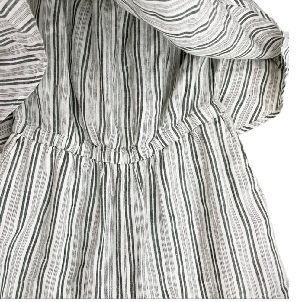 JOIE Brogan Linen Striped Strapless Wide Leg Jumpsuit in Green/Ivory Size Small - Picture 11 of 12